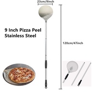 9'' Turning Pizza Peel Stainless Steel Removable 47 Inch Round Pizza Turning Peel Pizza Paddle Long 