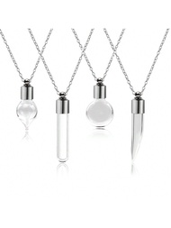 1pc DIY Water Drop Openable Chain Necklace Unisex Crystal Perfume Bottle Blood Vial Pendant Choker J