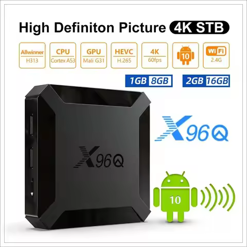 X96Q Android 10 TV Box Allwinner H313 2GB 16GB 2.4GHz WiFi 4K Media Player Google Gaming 3D Video Sm
