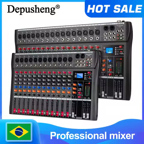 Audio Mixer 6/8/12 Channels Professional DJ mixer LR microphone/line input, AUX,FX processor MP3, he