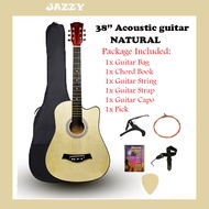 JAZZY 38 Inch Acoustic Guitar Natural Cutaway Basic Guitar