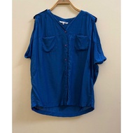 Korean Women's Cobalt Blue Shirt - 2 Hands (Size XL) -Korean Women's Cobalt Blue Shirt - 2 Hands (Si