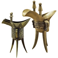 Antique Style Bronze Jue-Shaped Cup Wine Bottle Pure Drinking Vintage Wine Glass Liquor Household Ch