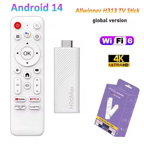 Android TV Stick H96 Max H313 TV Stick Google Voice Assistant TV Box Wifi6 BT5.0 Ultra HD 4K Streami