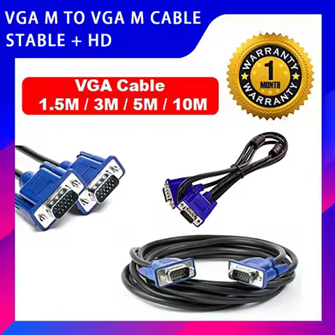 【Fast Delivery】Vga To Vga Cable 1.5M/3M/5M 15Pin Vga Male To Male Cable Vga Adapter For Computer/Pro