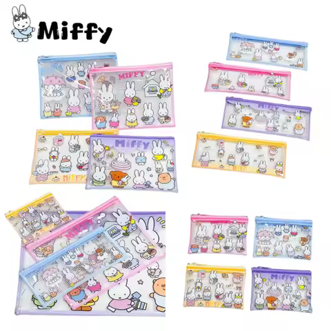 Miffy File Bag Miffy Grid File Bag Convenient Storage Campus Cards Zero Wallet