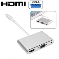 Lightning to HDMI VGA and Audio Adapter 3 in 1 Lightning Digital AV Adapter Converter For iPhone /iP