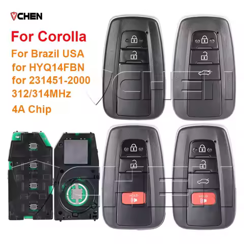 For Toyota Corolla 231451-2000 Remote Control smart Key 2/3/4Button HYQ14FBN 4A Chip 312/314MHz For 