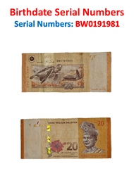 Duit Lama Extremely rare collectible and valuable Tarikh Penuh Harijadi  Malaysia RM20 Banknote 14th