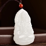 Hetian Jade White Jade Guanyin Pendant White Jade Men Women Guanyin Bodhisattva Men's Jade Necklace 