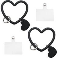 PINE & LINEN 2 Pack Heart Loop Phone Lanyard, Wrist Strap Universal Key Chain Holder with 2packs Bac