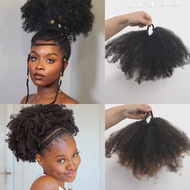 1 Pc Women Wig Hair Tie Ponytail Double Afro Puffs Kinky Curly Hair Bun For Women, Girls Natural Bla