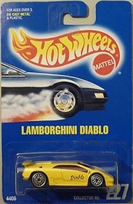 Hot Wheels 1991 1:64 Scale Yellow Lamborghini Diablo Die Cast Car #227