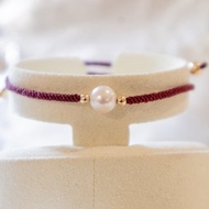 7.5mm。Akoya日本海水珍珠。14k 包金珠全手工編織幸運手繩