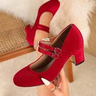 [MISS ROSIE]Women's Elegant Fashion High Heels Mary Jane Shoes T-Strap Double Strap Single Strap Rou