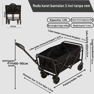 150L Outdoor Trolley Camping Wagon Keranjang Lipat  /Keranjang Besar Roda Besar/gerobak jualan/camping outdoor meja piknik lipat portable/Multifungsi Alat Angkut Barang Troli lipat Camping Outdoor