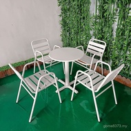 Outdoor Round Table Aluminum Alloy Designer Lacquer Metal Negotiation Combination White Coffee Dinin