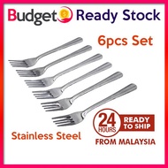 📣Budget Stock 6pcs Stainless Steel Fork Set Sudu Makan Garpu Besi (BKE070AB) 📣