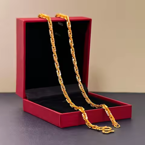 Luxury 24K 9999 Pure Gold real gold Quartet Secret Card Men's and Women's Necklace