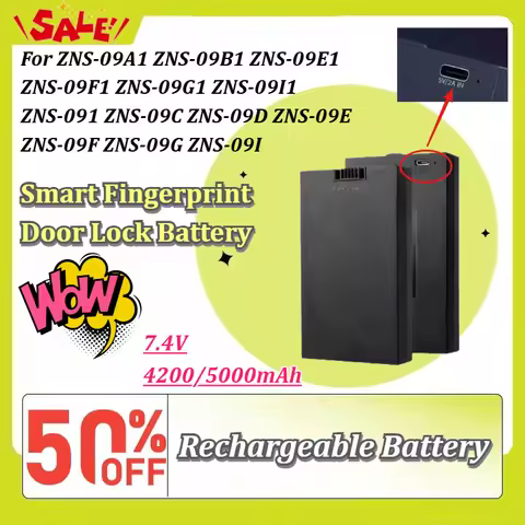 7.4V 4200/5000mAh Rechargeable Battery Pack for Smart Fingerprint Door Lock ZNS-09A1 ZNS-09B1 ZNS-09