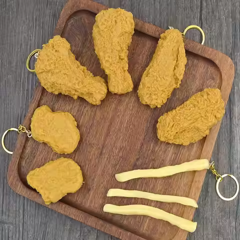 French Fries Fried Chicken Legs Fried Chicken Around Chicken Nuggets Key Rings Imitation Food Keycha