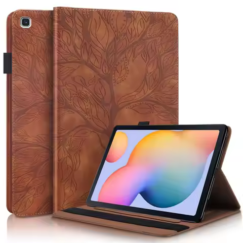 For Galaxy Tab S6 Lite Case 2024 3D Tree Embossed PU Leather Soft Back Funda for Samsung Tab S6 Lite