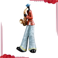 Jazz Band Player Figurines Vintage Musician Figure Resin Statues Desktop Ornament Retro Sculpture Ho