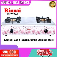 PROMO RINNAI RI-712AF Kompor Gas 2 Tungku Jumbo Stenlies Steel -