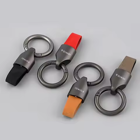 New Cowhide Leather Car Keychain Key Rings Keyring for Hyundai IONIQ 5 6 7 Auto Interior Car Accesso