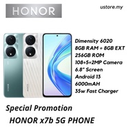 Honor x7b 5G Phone (8+8GB RAM + 256GB STORAGE) - Flowing Silver / Emerald Green