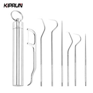 KIPRUN Toothpick Pocket Set Stainless Steel Oral Cleaning Tooth Flossing Portable Reusable Toothpick