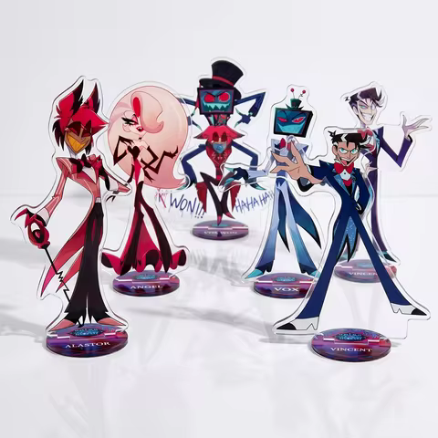 2026 New Anime Black Balloon style LUCIFER Alastor Vox Vincent Market Ver 15CM Acrylic Stand keychai
