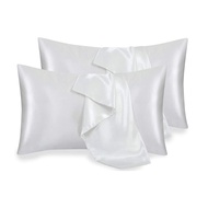 Satin Pillowcase for Hair and Skin Silk Pillowcase White Soft Pillow Cases 4 Pack 20X30 Inches with