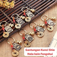 GANTUNGAN 12 Chinese Zodiac Keychain Holo Coin Fengshui Lucky Copper Material