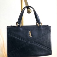 【 日本直送　名牌中古包 】Yves Saint Laurent イヴ・サンローラン ハンドバッグ ブラック YSL レザー vintage kcehbp