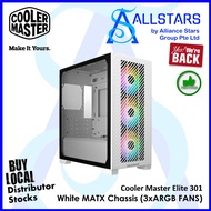CM / Cooler Master Elite 301 (WHITE) MATX Chassis (3xARGB Fans) (E301-WGNN-S00) (Warranty 1year on s