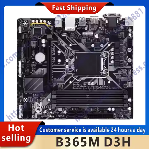 Used B365M D3H B365 LGA 1151 4xDDR4 DIMM 64 GB PCI-E3.0 1xM.2 SATA3 USB 3.1 DP HDMI DVI-D Micro ATX 