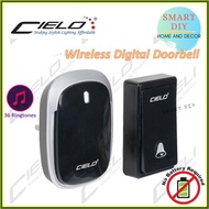 Cielo DC-2202 Wireless Doorbell Door Bell 13amp Plug Type NON-Battery Button Doorbell Door Chime Black / Silver