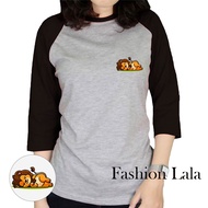 Women's Raglan T-Shirt 3/4 Sleeve Cute Sleeping Lion Image / Women's Top / Women's T-Shirt