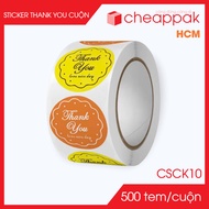 CSCK10 - D2.5 cm - 1 Roll of 500 round thank you stickers, thank you stickers, thank you stickers