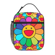 Murakami Flower Kids lunch bag Portable School Grid Lunch Box Student with Keep Warm and Cold