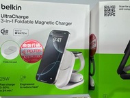 Belkin iphone17 超級快速無線充電UltraCharge 3合1摺疊磁吸充電器[[行貨保養兩年]]