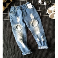 Boys Girls Hole Jeans Pants 1-6yrs Kids Trousers Autumn Fashion Designer Brand Children Denim Pants Casual Ripped Jeans