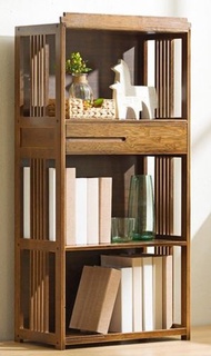 落地中式客廳復古書櫃(三層70cm長)