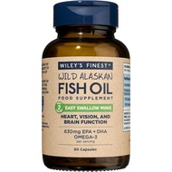 Wiley's Finest Wild Alaskan  Oil Easy Swallow Minis - Omega-3  Oil plement for Adults and Kids - Dou