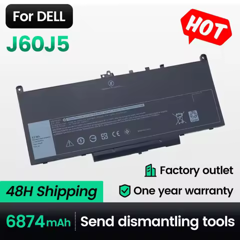Keyuan J60J5 Laptop Battery E7270 E7470 For Dell MC34Y|0MC34Y Latitude R1V85|451-BBSX series 451-BBS