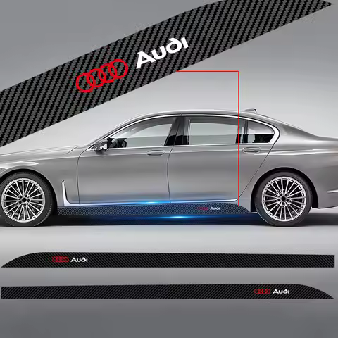 2pcs Car Door Side Skirt Car Body Decal Carbon Fiber Sticker For Audi A4 B5 B6 B7 8P 8V 8L A5 C7 4F 