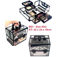 Cốp Đựng Đồ Trang Điểm Cá Nhân - Làm Nail - Nối Mi Trong Suốt 4 Ngăn - Hộp Đựng Trang Điểm Cá Nhân S