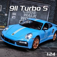 【RUM】1:24 Scale Porsche 911 Turbo S Alloy Car Model Light & Sound effect diecast car Toys for Boys b