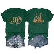 Camping Shirts Hiking Adventure T-Shirt: Happy Camper Gifts Tops Women Vintage Mountain Nature Graph